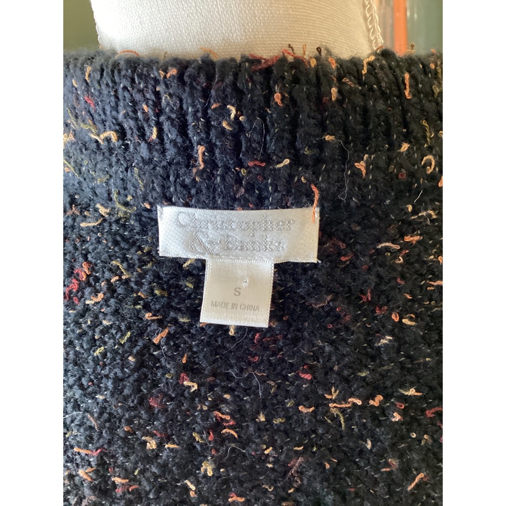 Christopher & Banks Womens Small Black Confetti Knit Full Zip Sweater Vest Tweed - Picture 4 of 5